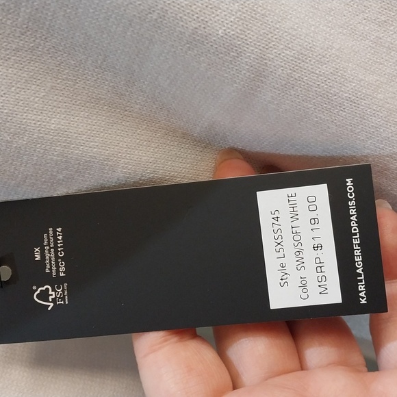 Nwt Xl &LARGE Karl Lagerfeld White Cardigan with Black Accents - Picture 9 of 16